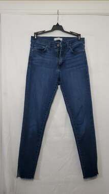 Principle Denim Innovators Gem Skinny Jeans Size 28 Raw Hem Slit Indigo Wash